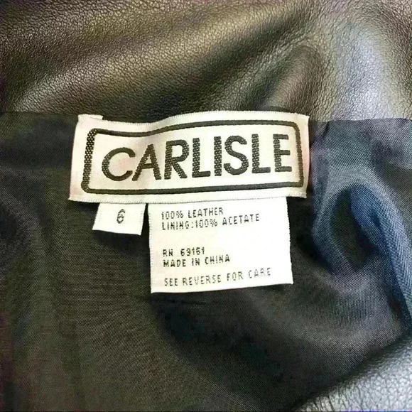 Carlisle Vintage 100% Leather Black Pencil Skirt Front Slit - Picture 5 of 7